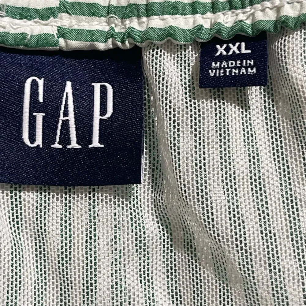 GAP Green and White Striped Men's Swim Board Shorts